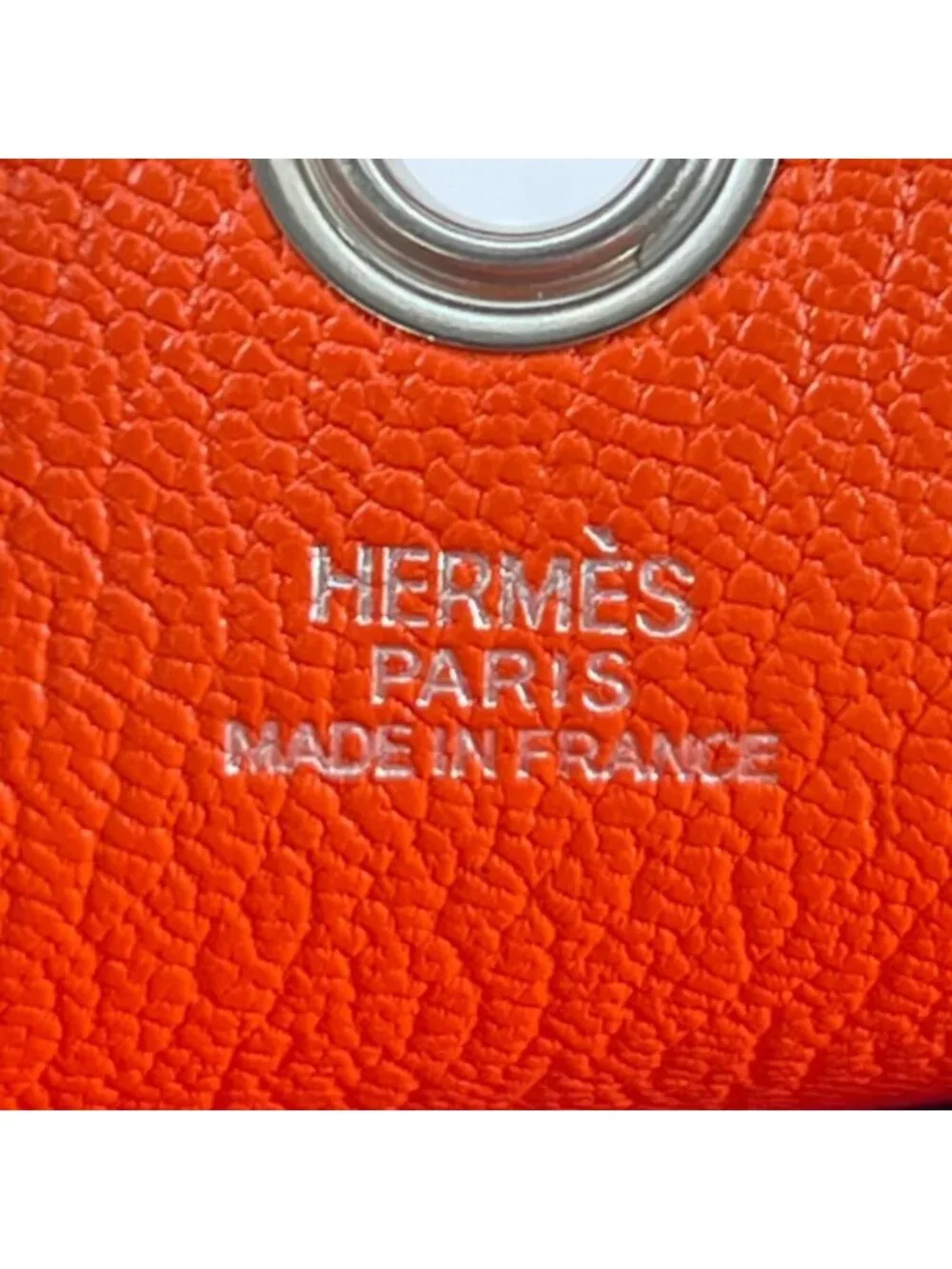 Hermes Vespa Pouch Garet Case Chevre Mysore Leather Orange Silver